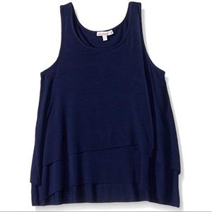Ella Moss Girl Stella Tiered Tank Top Navy
